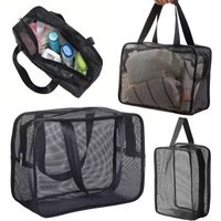Mesh Storage Cosmetic Bag Shower Toiletry Pouch Tote Bag For Women And Men Large Capacity Portable Travel Makeup Organizer