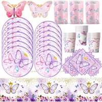 Butterfly Birthday Party Decorations 1set Pink Butterfly Balloons Number Balloons Set Happy Birthday Banner Tableware Supplies