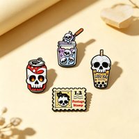 4pcs/set Skull Potion Enamel Pins Metal Brooch Backpack Hat Bag Collar Lapel Badges Men Women Fashion Jewelry Halloween Gifts