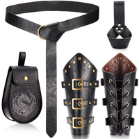 Medieval Viking Belt Steam Bracelet Renaissance Vintage Copper Coin Waist Bag Halloween Cosplay Dress Up Accessories Set