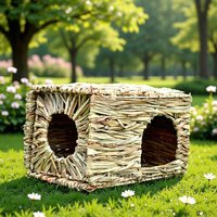 New Large Space Woven Grass Rabbit Cage Hideout House Home Use Rabbit Cage Hamster Cage Nest Basket Storage Organizer