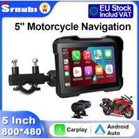 Srnubi 5-calowy monitor motocyklowy z CarPlay, rejestratorem jazdy, nawigacją, bezprzewodowym CarPlay i Android Auto, przenośny, IPX7, wyświetlacz Airplay