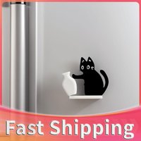 Refrigerator Magnet Black Cat Pushing Vase Decor Cat Whisker Collection Memorial Box Fridge Magnet for Keepsake Or Decor