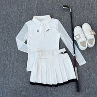 Golf Women's Long-sleeved Polo Shirt, Summer Mesh Sleeve Sunshade, Quick-Drying, Breathable and Slimming Outdoor Sports Set