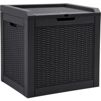 118L Rattan Outdoor Storage Box, Waterproof Resin Deck Box with Lockable Lid amp Handles, AllWeather Garden Storage for Cushion