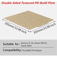 Upgraded 355x355mm Double Sided Textured PEI Build Plate PEI Sheet for Voron 2.4 350,Sovol SV03, SV08,RepRap 3D Printer Heat Bed