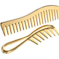 2Pcs Gold Plated Wide Tooth Comb Set Detangler Styling Combs For Professional Barber Combs Travel Hair Grooming Tool Scalp