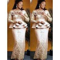Plus Size Arabic Aso Ebi Champagne Lace Sexy Mother Of Bride Dresses Long Sleeves Sheath Vintage Prom Evening Formal Customized