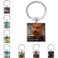 Breaking Bad TV Show Walter White Jesse Pinkman Gustavo Fring Handmade Square Keychain Backpack Decoration Key Ring Jewelry Gift