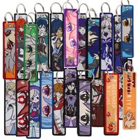 Key Tag ZHONGLI Cool Game NAHIDA Embroidered Keychain For Motorcycles Cars Bag Backpack Chaveiro Key Ring Key Fobs Gifts