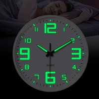 Modern luminous plastic glass wall clock, 8-16 inch modern round silent luminous wall clock, powered by AA batteries, suitable f