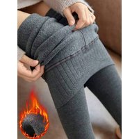 1pc 200g Women's Warm Grey Long Tights, Cold Resistant Tights For Business And Work, With Thick Fleece Pantyhose