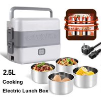 2.5L 200W double-layer heated insulated lunch box heating insulated lunch box 304 stainless steel inner pot lunch heater