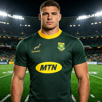 2026 Fashion Breathable Quick-dry South Africa 2026 Men's Rugby Jersey T-shirt Summer Sports Breathable Quick-drying Beachwear