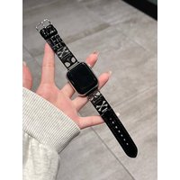 Nice Skull Leather Loop Strap for Apple Watch Band Women 38mm 40mm 41mm 42mm 44mm 45mm 46mm 49mm