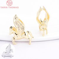 (10296) 6PCS 13.5x16.5MM 18K Gold Color Brass Winged Pegasus Pendants High Quality DIY Jewelry Making Findings Accessories