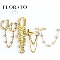 925 Silver Needle Round Zircon Chain Tassel Earrings For Women Luxury Crystal Pierced Earrings High Quality Party Jewelry Gifts