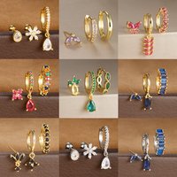 3pcs Fashion Stainless Steel Water Drop Flower Earrings Set For Women Geometry Zircon Earring Cartilage Piercing Jewelry Gift