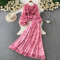 Elegant Floral Print 2 Piece Skirt Set Women Boho V Neck Tie Front Crop Top and Flowy Maxi Skirt Suit Summer Vacation Outfits