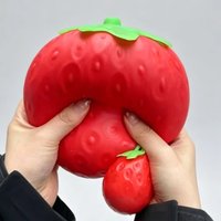 Large Size Strawberry Fidget Toys Simulated Squishy Strawberry Squeeze Toy Slow Rising Shapeable Venting Ball for Adults Gifts