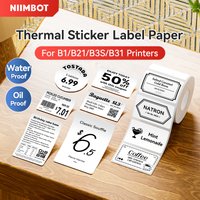 6Rolls Niimbot Thermal Label Paper White/Transparent Self-adhesive Anti-Oil Tear-Resistant Label for B1/B21/B3S/B31 Printer