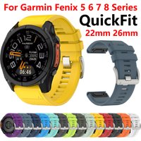 26mm 22mm Flexible Silicone Watchband QuickFit For Garmin Fenix 5 5X PLUS 6 6X 7 7X Pro Fenix8 47 51mm Solar Enduro 3 Sport Band