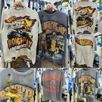 Fashionable Trendy Highly Versatile Pure Cotton Rough Play Short Sleeved Men High Quality Vintage Washed Studded T-shirt Stock