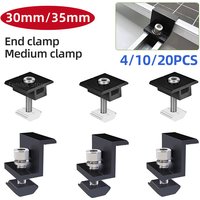 Solar Panel Mounting Fixing Clamp Adjustable Bracket End & Mid Clamp PV Panel Clip for Solar Panel PV System Install Accessories