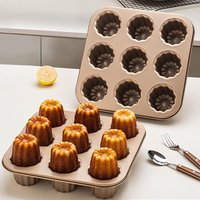 Canele Baking Pan 6/9/12 Holes Non-Stick Fluted Mold Carbon Steel Muffin Bakeware Cupcake Pan for Oven Heat Resistant Tool