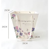White Cardboard Bag High-Quality T-Shaped Trapezoid Paper Bag Portable Flower Bag Fashion For Date Flower Delivery Florist Diy