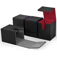Card Deck Box 4 pack ,Card Storage Box holds 100+ Single Sleeved Cards, PU Leather Magnetic Closure for Magic cards TCG card