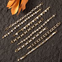 Cubic Zirconia Decor Fashionable Asymmetrical Geometric Openwork Gold-Color Bracelet, Suitable For Holiday,