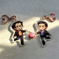 Reddie Heart Linking Charms Set Acrylic Keychains Cute cartoon game Character pendant
