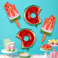 4Pcs Watermelon Themed Foil Balloons Watermelon Ice Cream Pattern Summer Hawaii Tropical Birthday Picnic Pool Party Decor