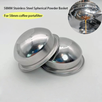 58mm Stainless Steel Spherical Powder Basket with 292x0.3mm Holes, Compatible with 58mm Espresso Machine Portafilters.