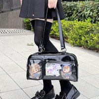 New Y2K Cute Ita Bag Large Capacity Fashion Shoulder Bag Lolita Girls Transparent Cosplay Handbag DIY Badge Display Underarm Bag