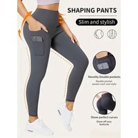 Women's High-Waisted Yoga Leggings with Pockets Ultra-Stretch Slimming Black Gym Athletic Wear All-Season Workout Pants