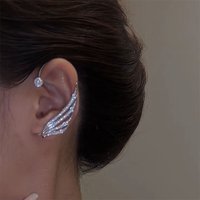 1PC Angel Wings Crystal Clip Earrings Simple Zircon Ear Stud for Women Piercing Ear Cuff Earring Jewelry Birthday Gift