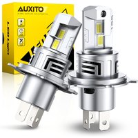 2Pcs AUXITO 30000LM H4 LED Lights Bulb 9003 Headlights High and Low Beam Super Bright with Fan Wireless Style 60W Car Headlamp