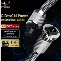 YYAUDIO Hifi Flux-50 NCF Power Filter Cable NCF Connector Carbon Fiber Power Filter 35CM Rhodium Plated Connector Plug