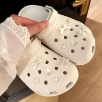 Balletcore White Bowknot Woman's Shoes Charms Set Summer 2026 Elegant Sandals Clogs Accessories Shoes Decorations for Women