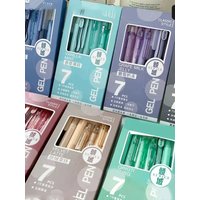 New 7 pieces in a box, student exam opening school gift, 0.5mm black gel pen Suitable for children's writing office use