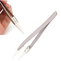 Stainless Steel Ceramic Tipped Tweezers Heat Resistant Fine Pointed Tip for Electronic Soldering - Durable Precision Tweezers