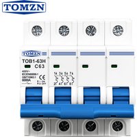 TOMZN 4P AC MCB TOB1-63H C type 230/400V~ 50/60Hz Mini Circuit Breaker 3A 6A 10A 16A 20A 25A 32A 40A 50A 63A