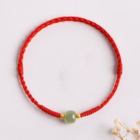 Green Glass Stone Red String Bracelet for Women Unisex Adjustable Hand-Woven Red Cord Bracelet for Friendship Protection Jewelry