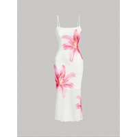 Elegant floral print sundress, resort-style dress