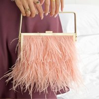 Luxury Design Feather Handbag Fashionable Plush Clip Bag Small Square Bag Single Shoulder Crossbody Bag