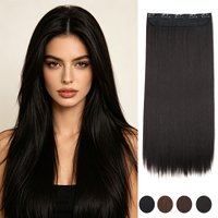 24Inch Synthetic Long Straight Thick One Piece Hair Extension Heat Resistant Fake Hair Hair for Women Daily Use