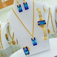 24K Gold Plated Dubai Jewelry Set 2023 New Necklace Earrings Women's Bracelet Ring Party Accessories YY10124