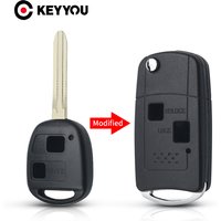 KEYYOU Modified 2/3 Buttons Flip Car Key Shell Case For TOYOTA CAMRY RAV4 Corolla PRADO YARIS Replacement Fob Uncut TOY43 Blade